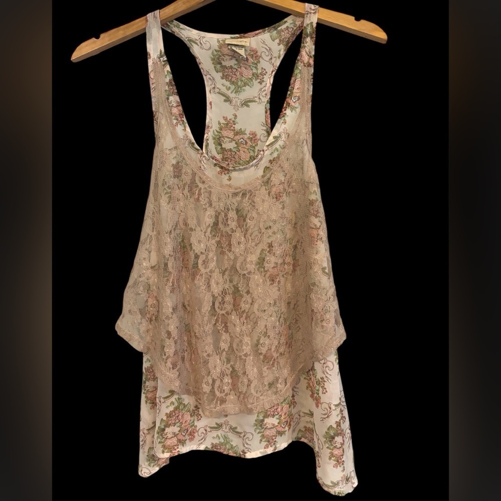 Daytrip Floral Tank with Lace Overlay